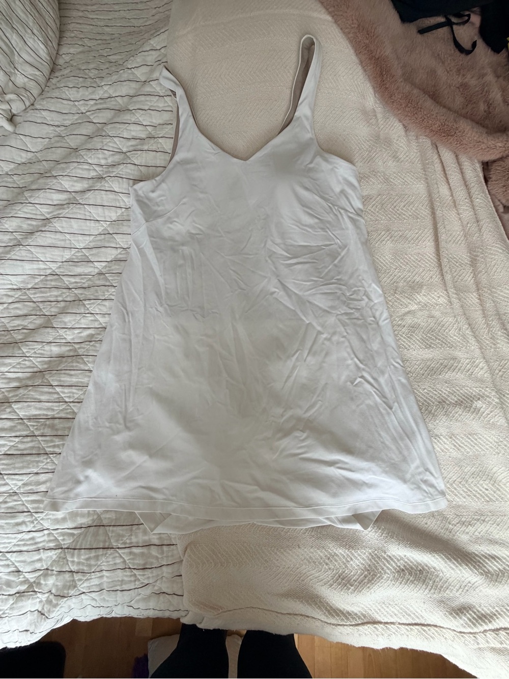 lululemon athletica White V-Neck Camisole sports dress with integrated shorts